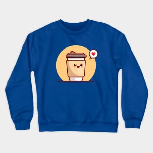 Cute Coffee Cup Cartoon Vector Icon Illustration Crewneck Sweatshirt